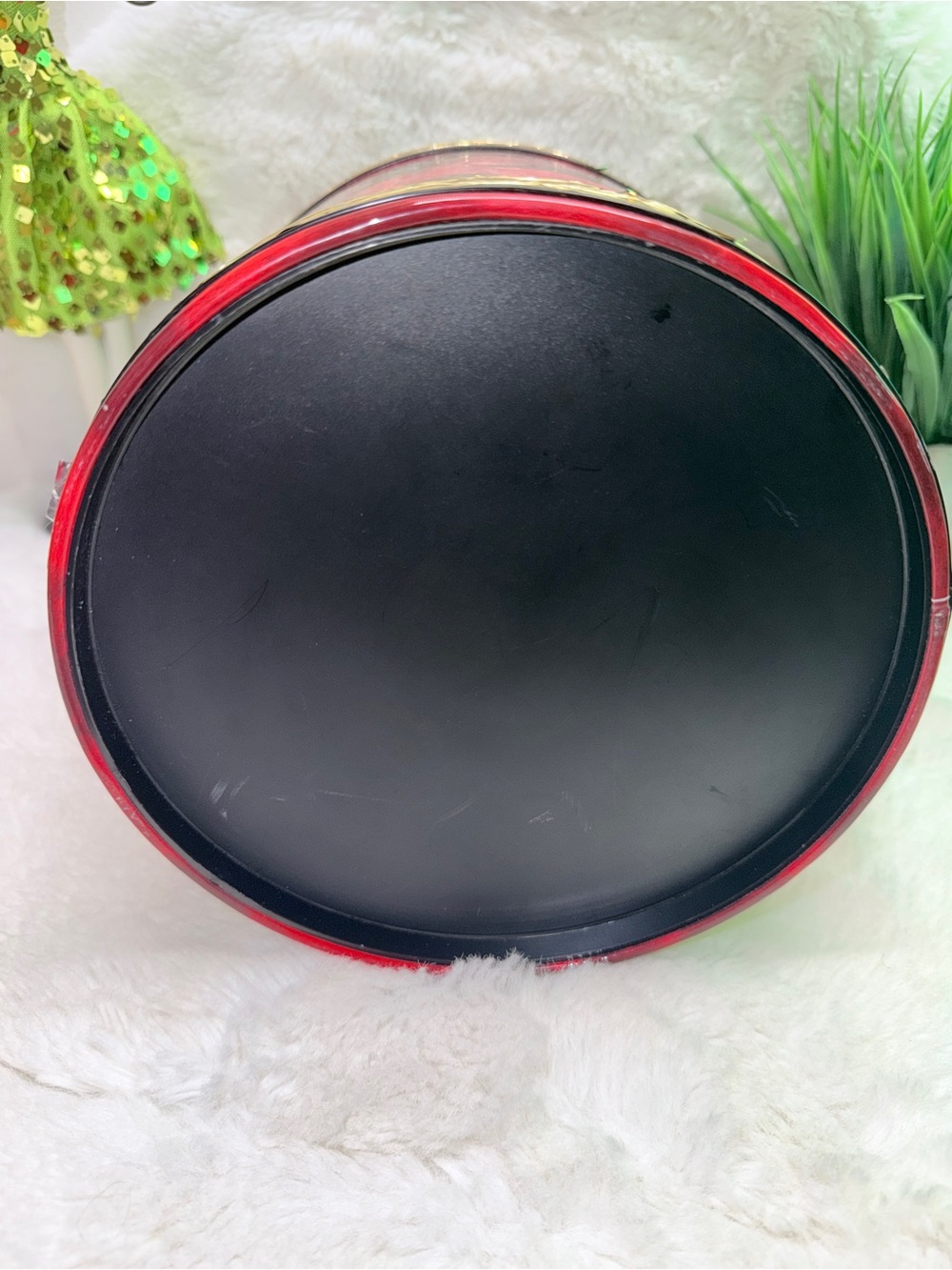 Retro Red Tortoiseshell Vintage Ice Bucket w/Gold Foil Trim Mid Century Modern ๐ - Picture 5 of 7